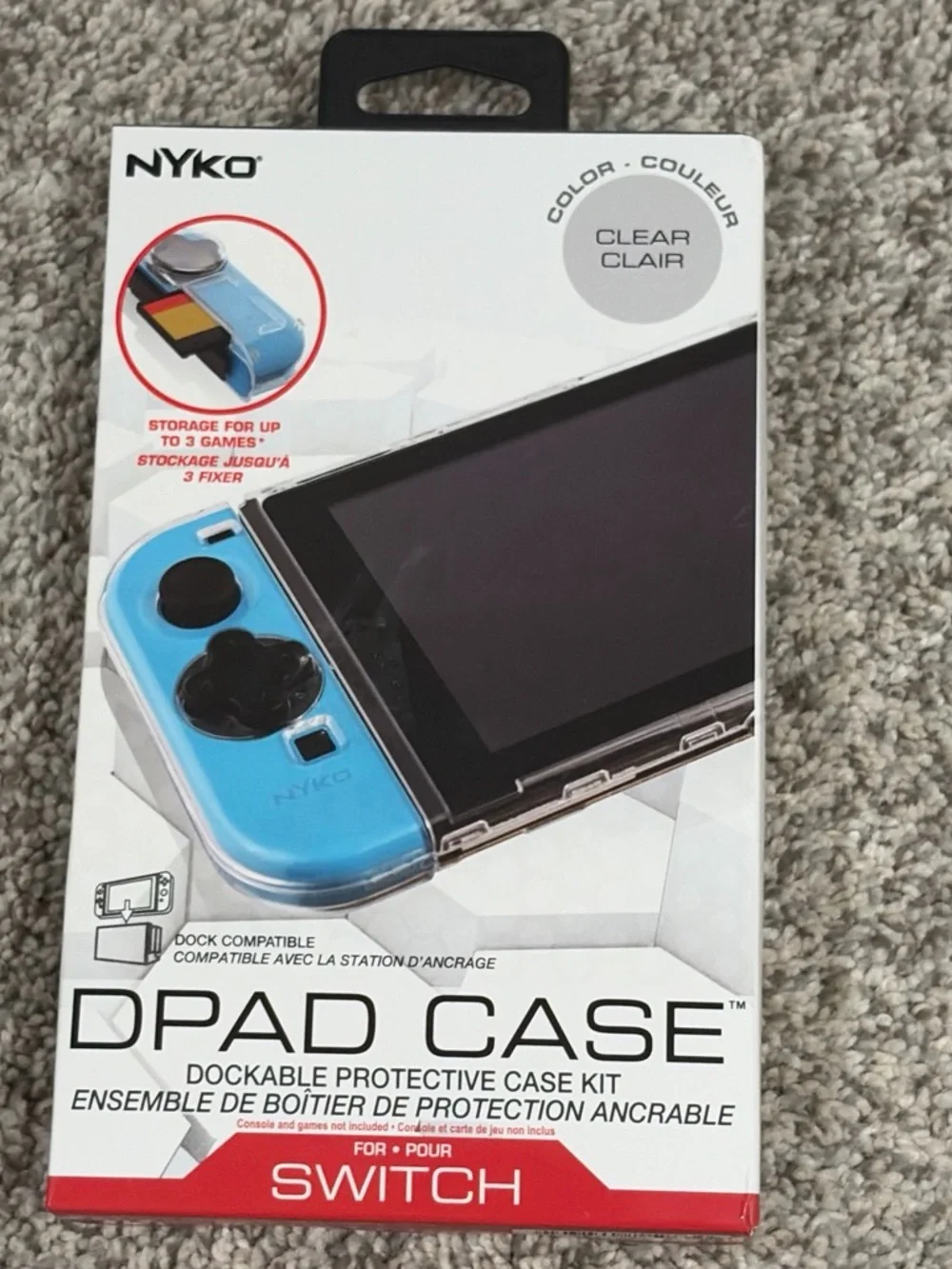 Case Only- Nyko DPad Clear Protective Case for Switch - Blue Accent